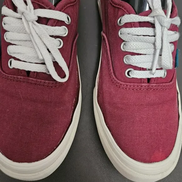 VANS Women's Burgundy Canvas Lace Up Low Top Skate Shoes Size 7.5 - Picture 3 of 9